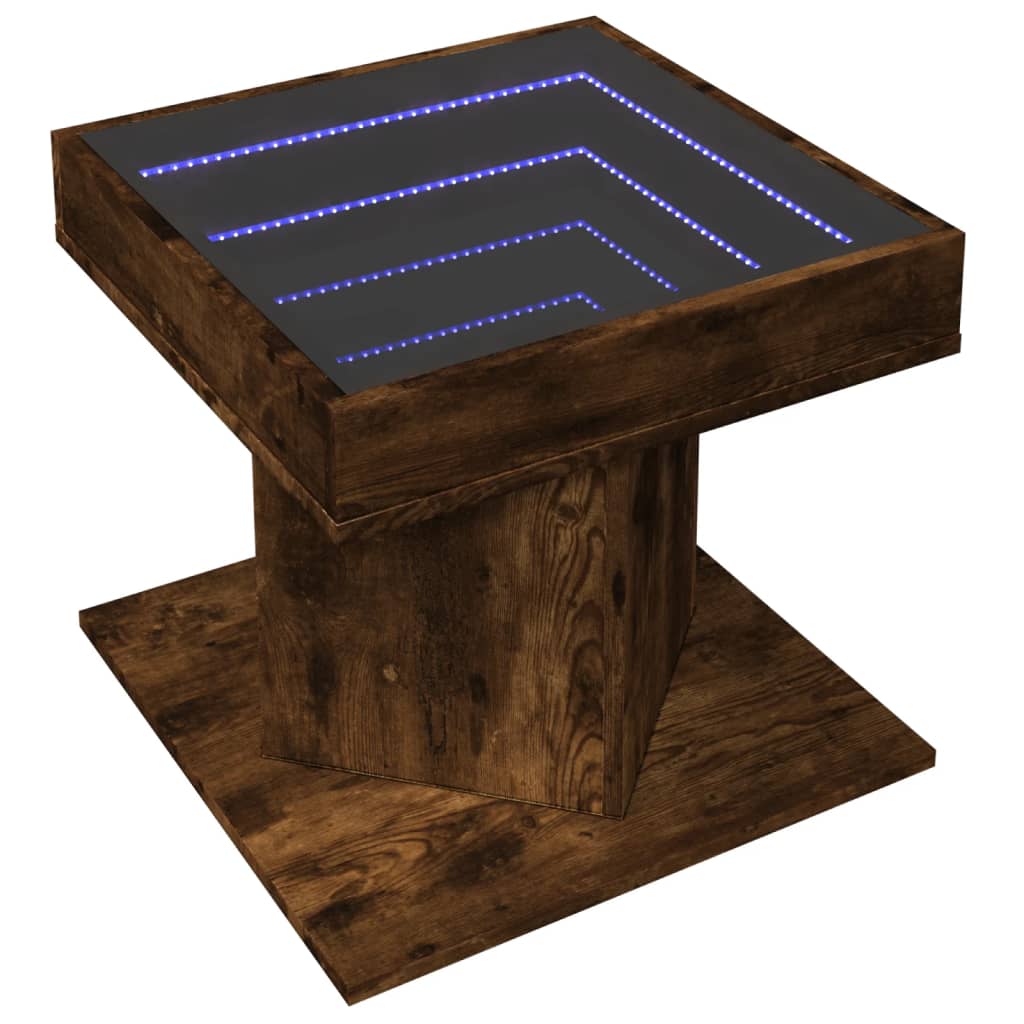 Măsuță de cafea cu LED stejar fumuriu 50x50x45cm lemn prelucrat GartenMobel Dekor