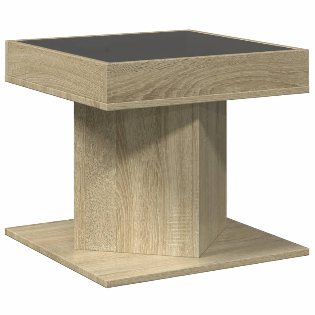 Măsuță de cafea cu LED stejar sonoma 50x50x45 cm lemn prelucrat GartenMobel Dekor