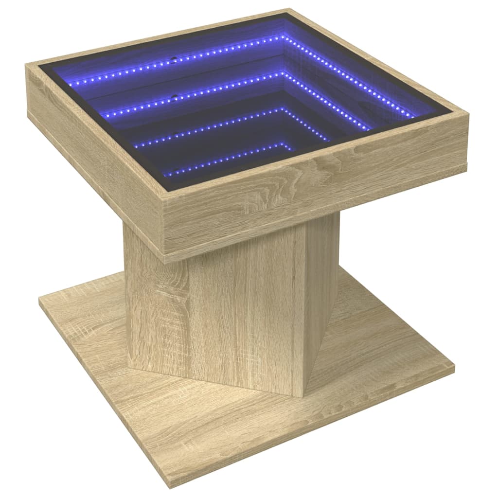 Măsuță de cafea cu LED stejar sonoma 50x50x45 cm lemn prelucrat GartenMobel Dekor