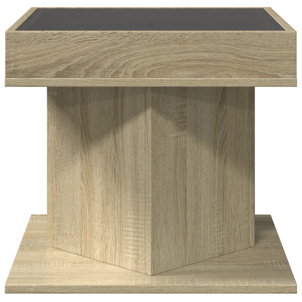 Măsuță de cafea cu LED stejar sonoma 50x50x45 cm lemn prelucrat GartenMobel Dekor