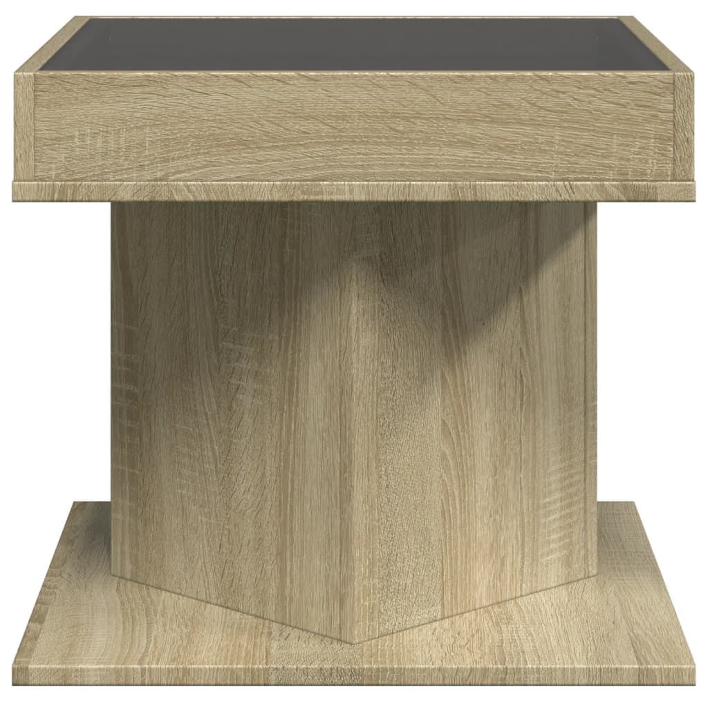 Măsuță de cafea cu LED stejar sonoma 50x50x45 cm lemn prelucrat GartenMobel Dekor