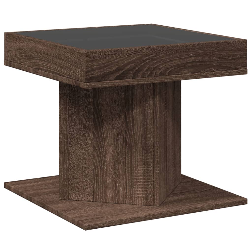 Măsuță de cafea cu LED stejar maro 50x50x45 cm lemn prelucrat GartenMobel Dekor