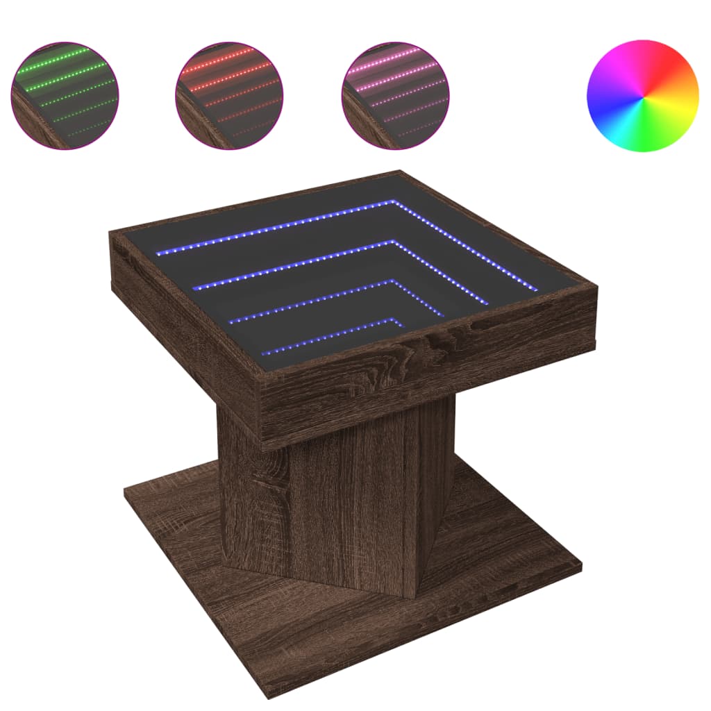 Măsuță de cafea cu LED stejar maro 50x50x45 cm lemn prelucrat GartenMobel Dekor