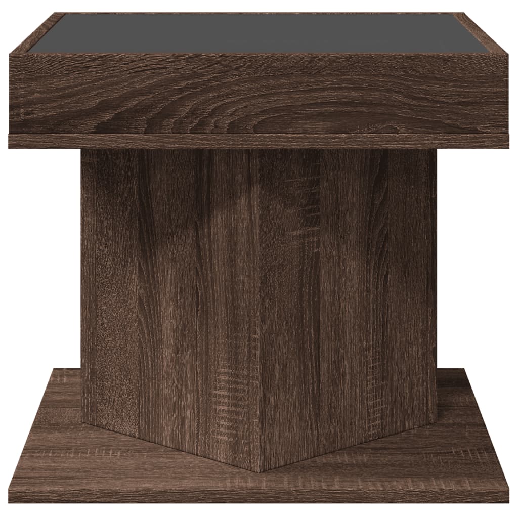 Măsuță de cafea cu LED stejar maro 50x50x45 cm lemn prelucrat GartenMobel Dekor