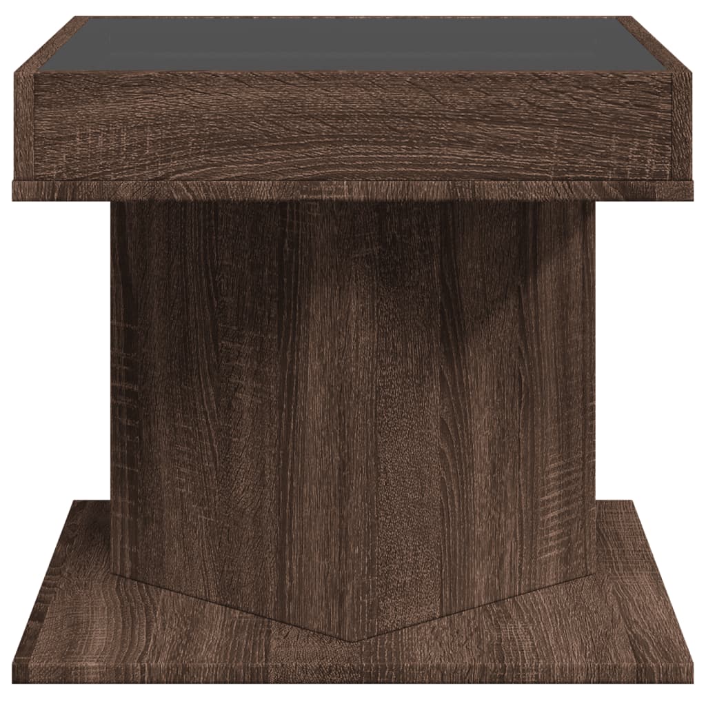 Măsuță de cafea cu LED stejar maro 50x50x45 cm lemn prelucrat GartenMobel Dekor