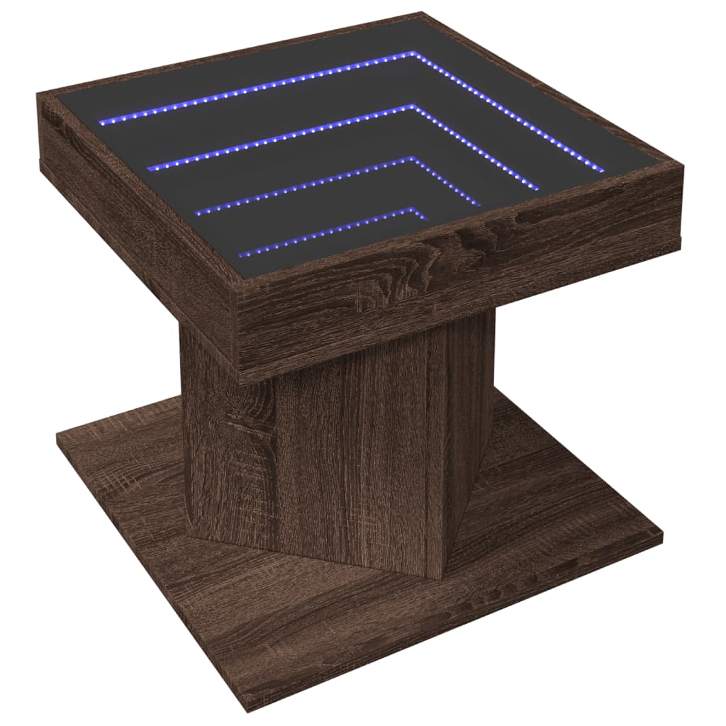 Măsuță de cafea cu LED stejar maro 50x50x45 cm lemn prelucrat GartenMobel Dekor