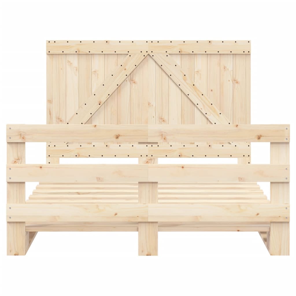 Cadru de pat cu tăblie, 140x200 cm, lemn masiv de pin GartenMobel Dekor