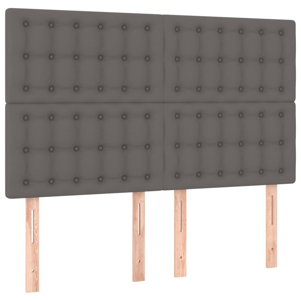 Pat box spring cu saltea, gri, 140x200 cm, piele ecologică GartenMobel Dekor