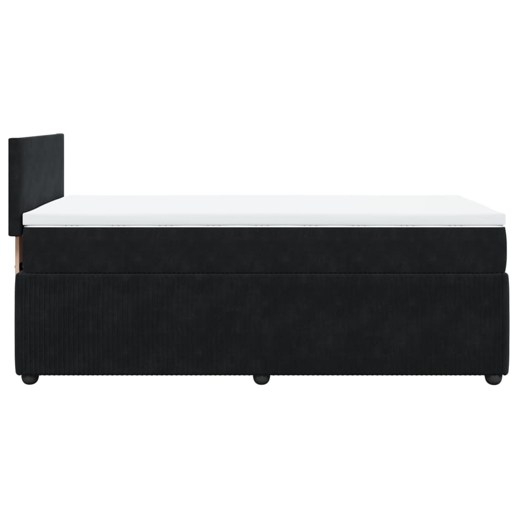 Pat box spring cu saltea, negru, 90x190 cm, catifea GartenMobel Dekor