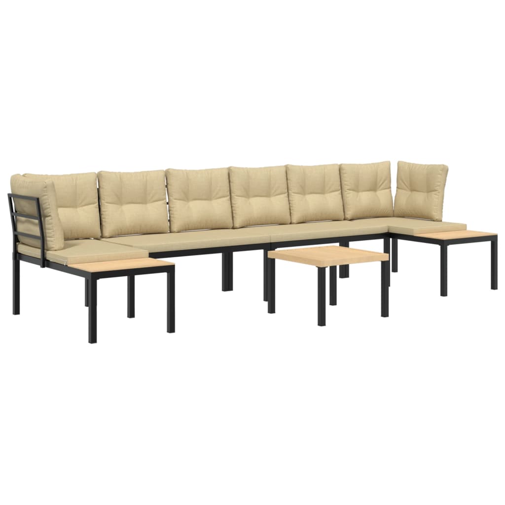 Set canapea de grădină, 5 piese, cu perne, negru, oțel vopsit GartenMobel Dekor