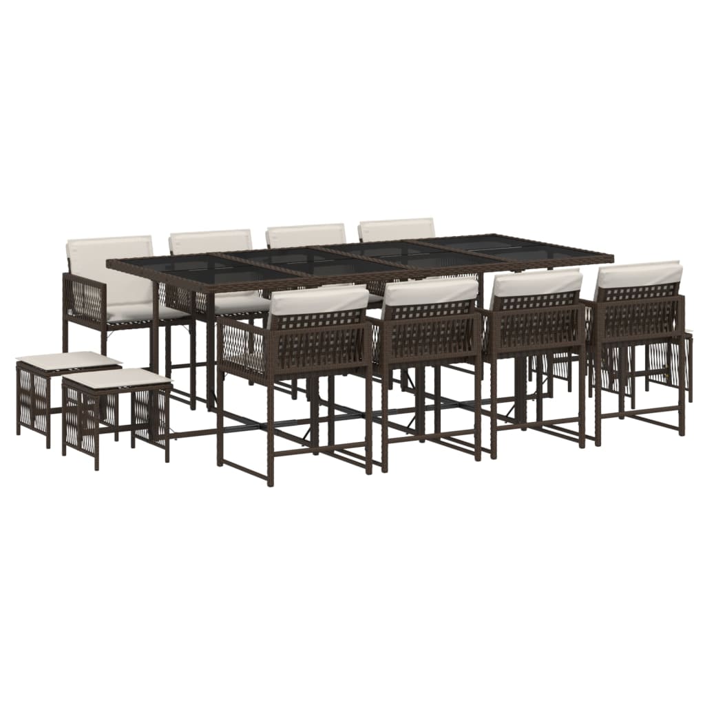 Set mobilier de grădină, 13 piese, maro, cu perne, poliratan GartenMobel Dekor