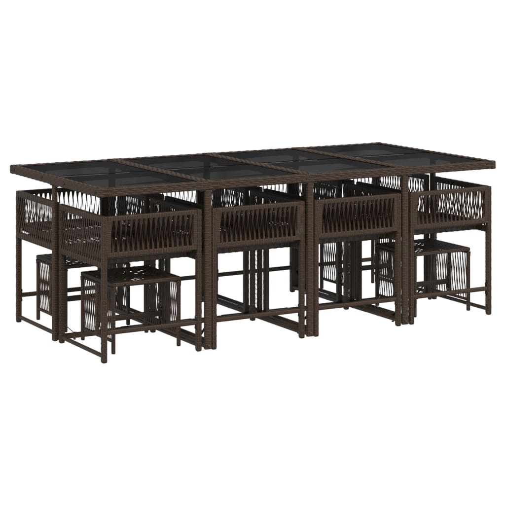 Set mobilier de grădină, 13 piese, maro, cu perne, poliratan GartenMobel Dekor