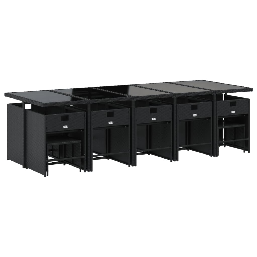 Set mobilier de grădină cu perne, 15 piese, negru, poliratan GartenMobel Dekor