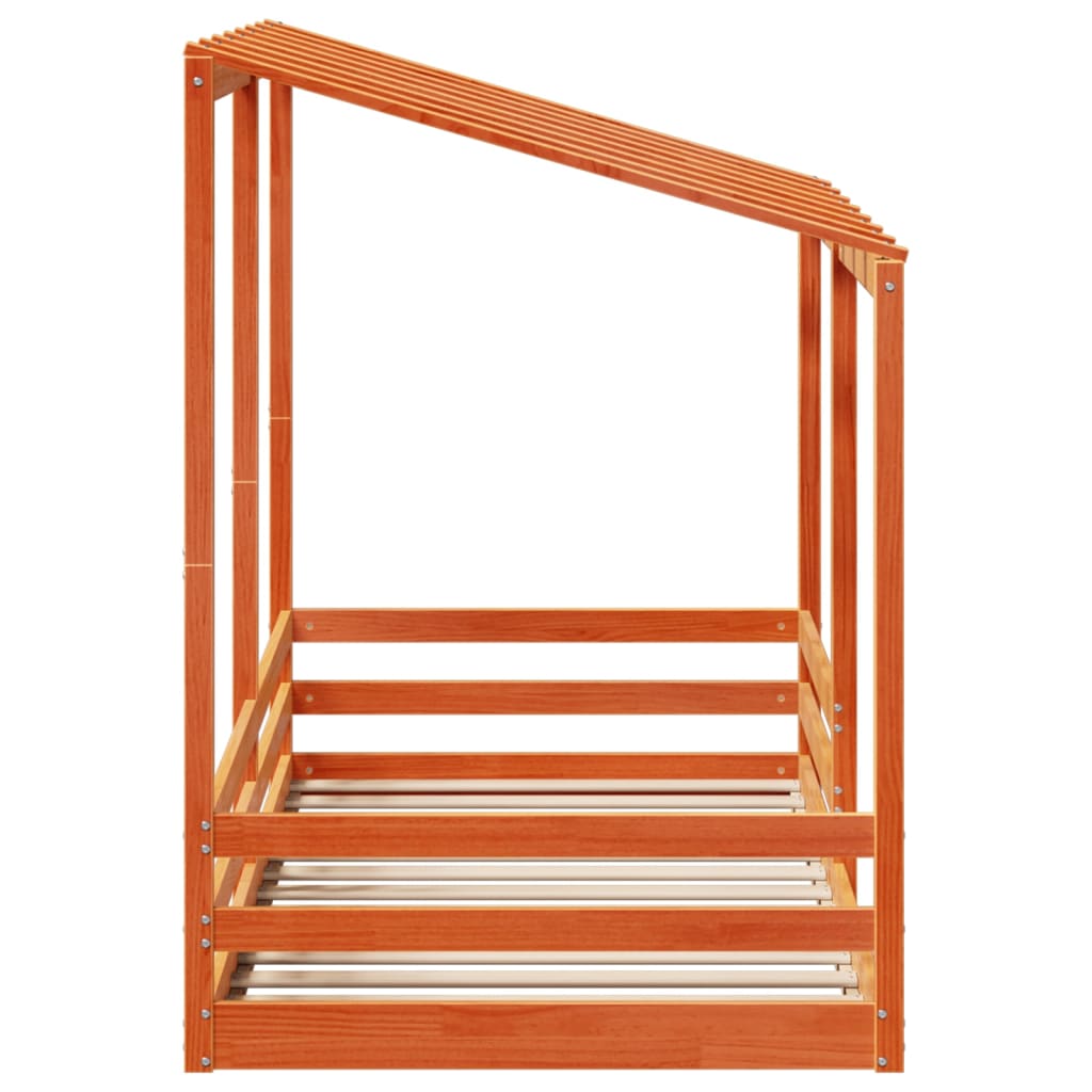 Acoperiș pat de copii, maro ceruit, 100x200 cm, lemn masiv pin GartenMobel Dekor