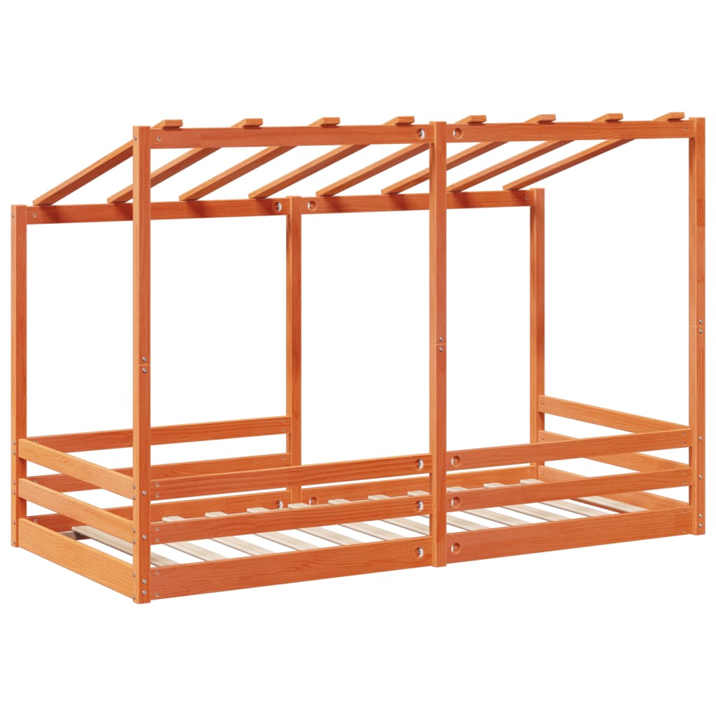 Acoperiș pat de copii, maro ceruit, 100x200 cm, lemn masiv pin GartenMobel Dekor