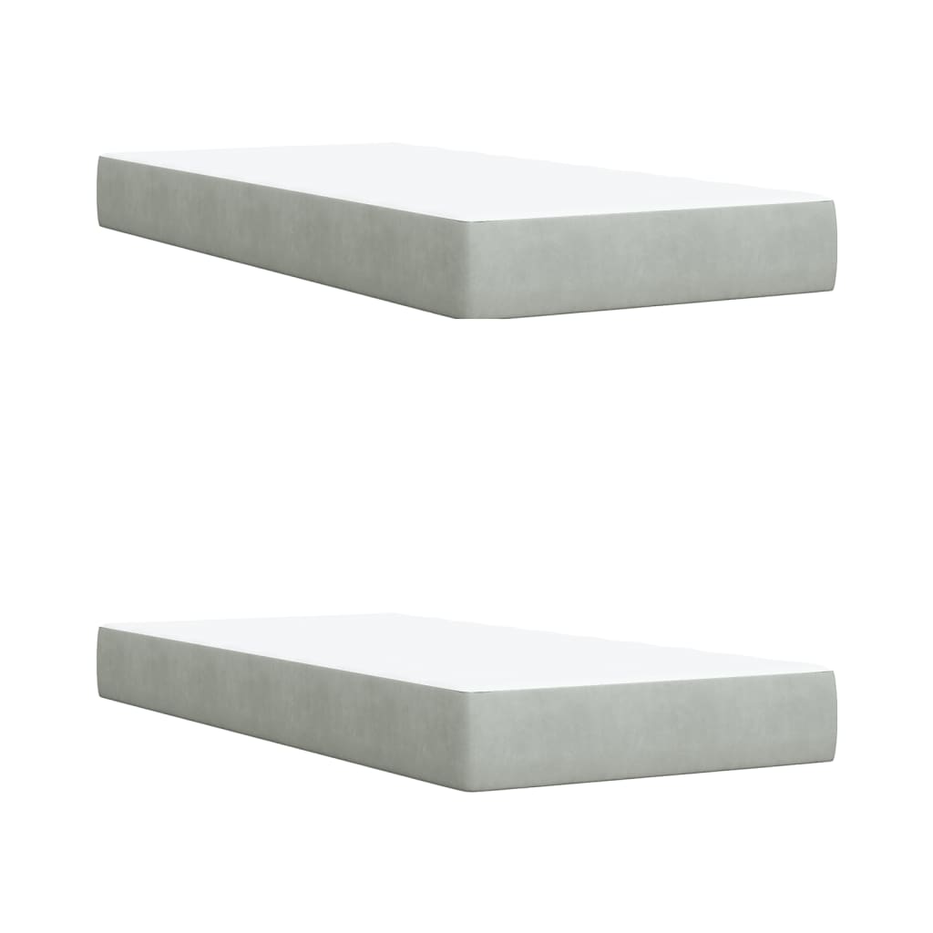 Pat box spring cu saltea, gri deschis, 200x200 cm, catifea GartenMobel Dekor