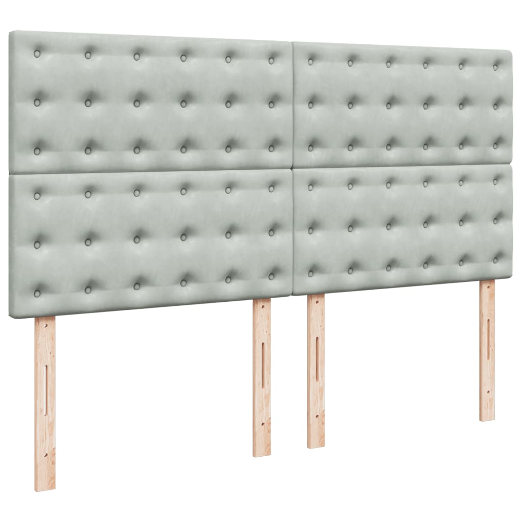 Pat box spring cu saltea, gri deschis, 200x200 cm, catifea GartenMobel Dekor