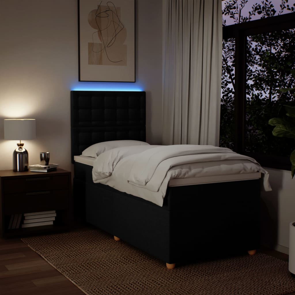 Pat box spring cu saltea, negru, 80x200 cm, textil GartenMobel Dekor