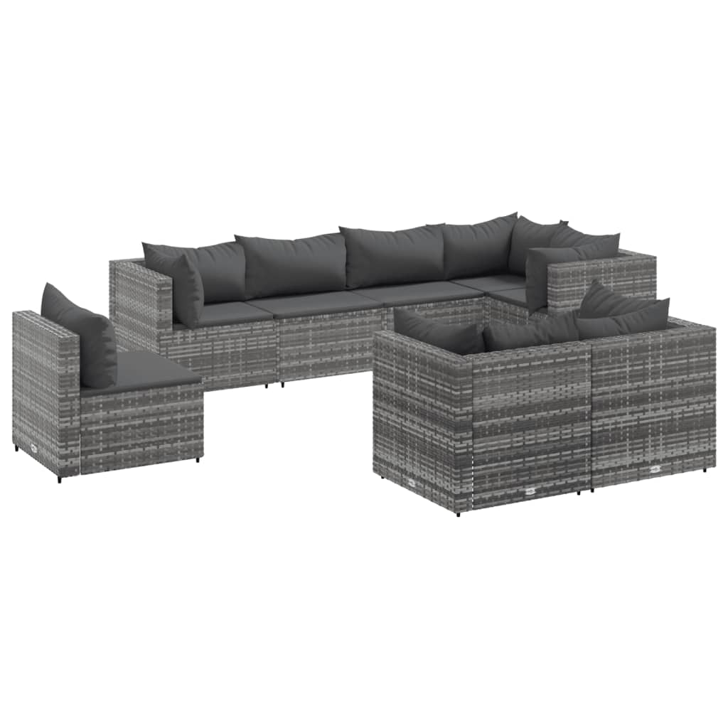 Set mobilier de grădină cu perne, 8 piese, gri, poliratan GartenMobel Dekor