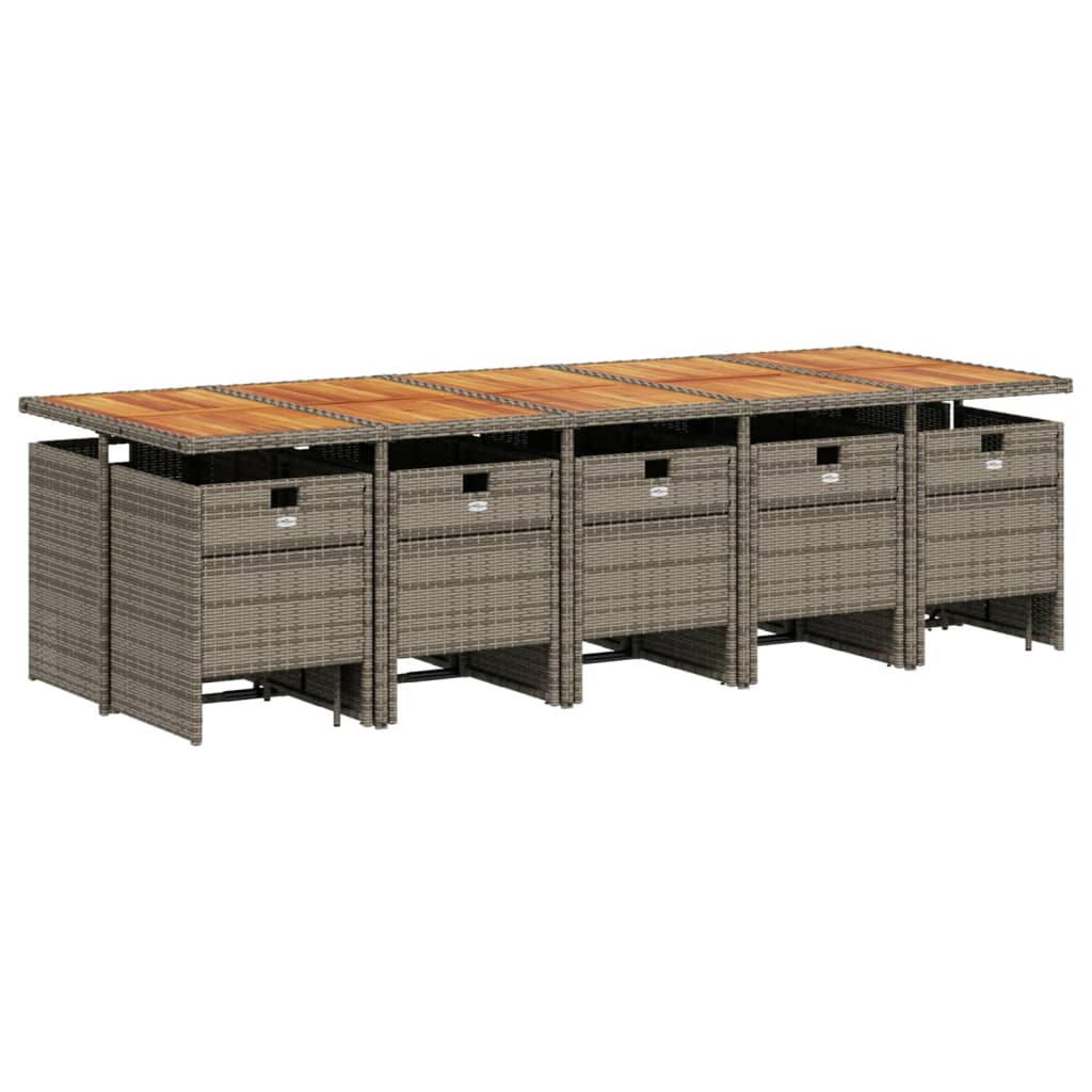 Set mobilier de grădină cu perne, 15 piese, gri, poliratan GartenMobel Dekor