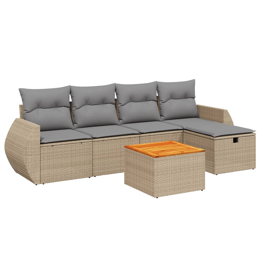 Set canapele de grădină, 6 piese, cu perne, bej, poliratan GartenMobel Dekor