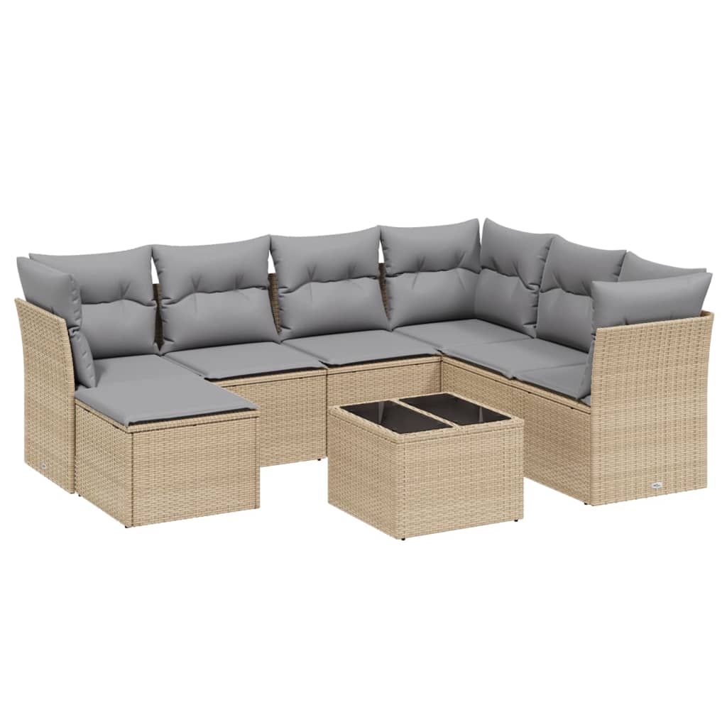Set canapele de grădină, 8 piese, cu perne, bej, poliratan GartenMobel Dekor