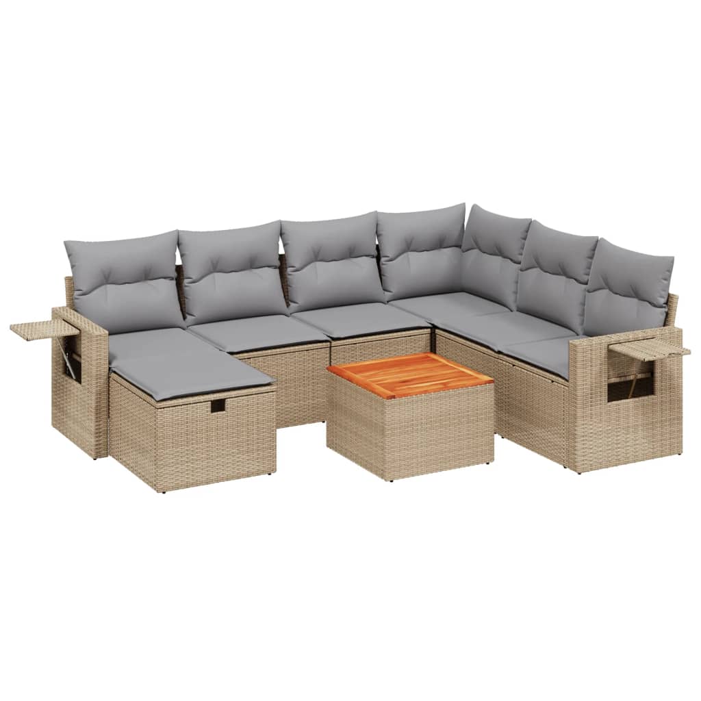Set canapele de grădină, 8 piese, cu perne, bej, poliratan GartenMobel Dekor