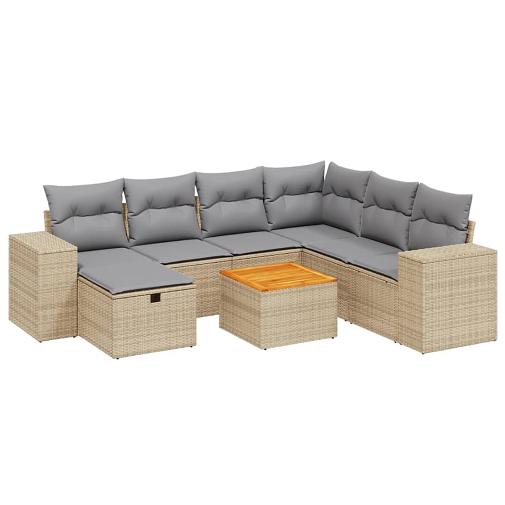 Set canapele de grădină, 8 piese, cu perne, bej, poliratan GartenMobel Dekor