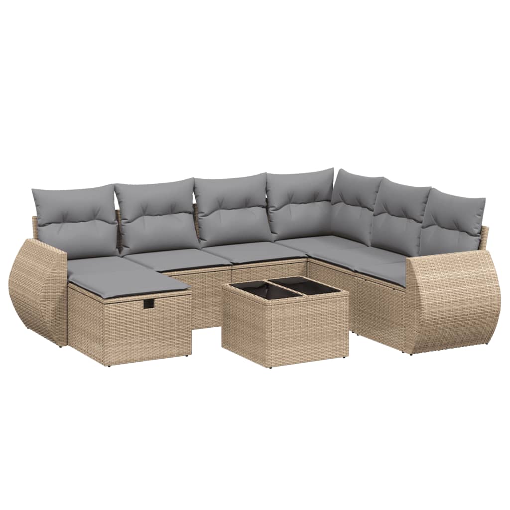 Set canapele de grădină, 8 piese, cu perne, bej, poliratan GartenMobel Dekor