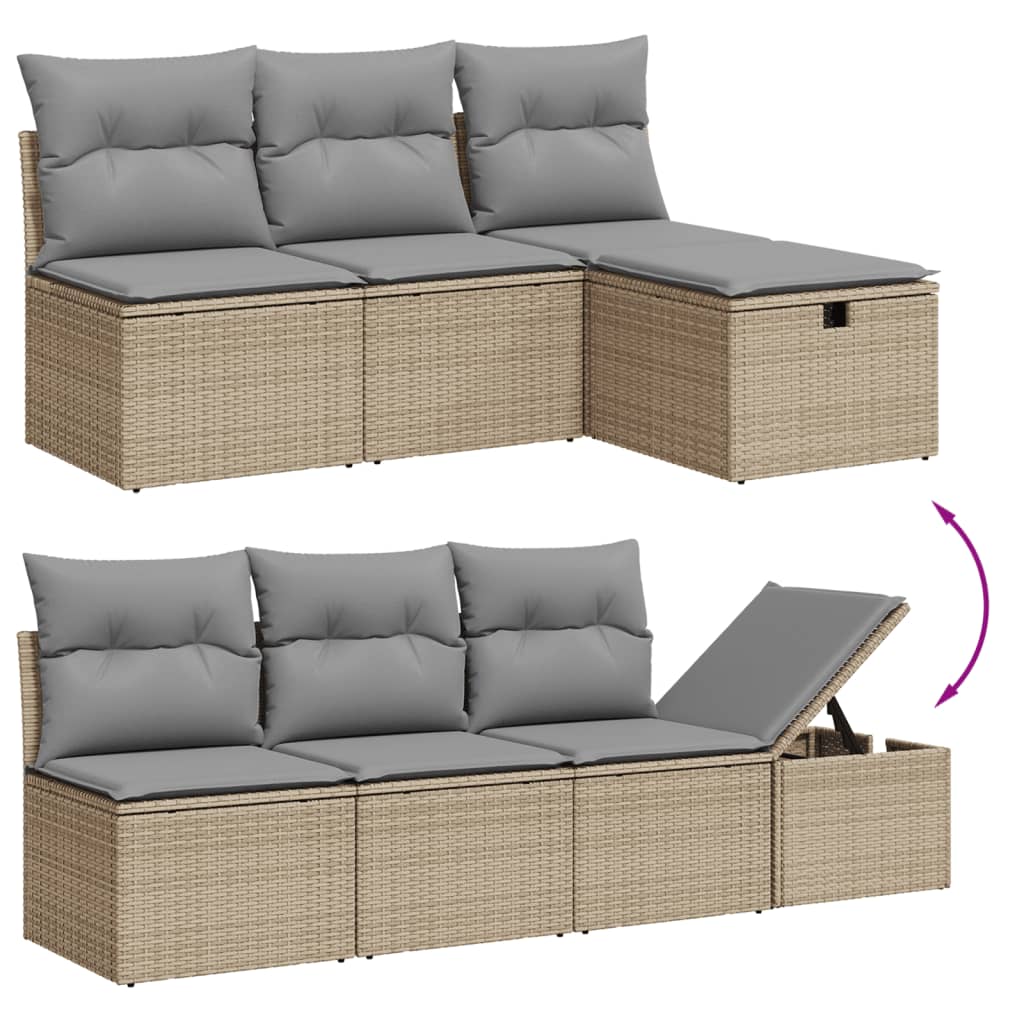 Set canapele de grădină, 9 piese, cu perne, bej, poliratan GartenMobel Dekor