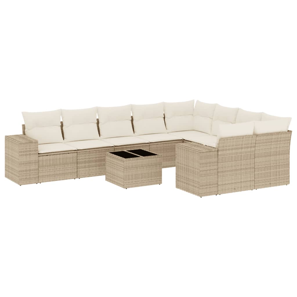 Set canapele de grădină cu perne, 10 piese, bej, poliratan GartenMobel Dekor