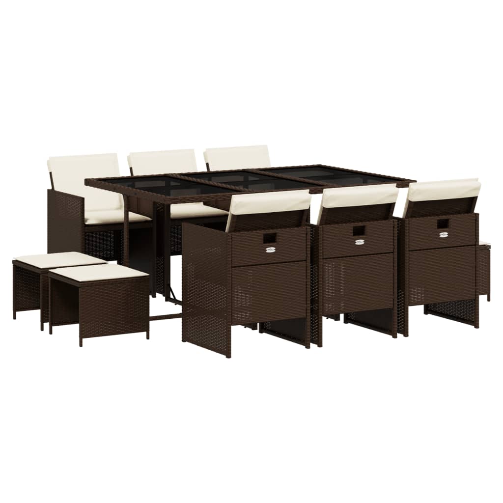 Set mobilier de grădină cu perne, 11 piese, maro, poliratan GartenMobel Dekor