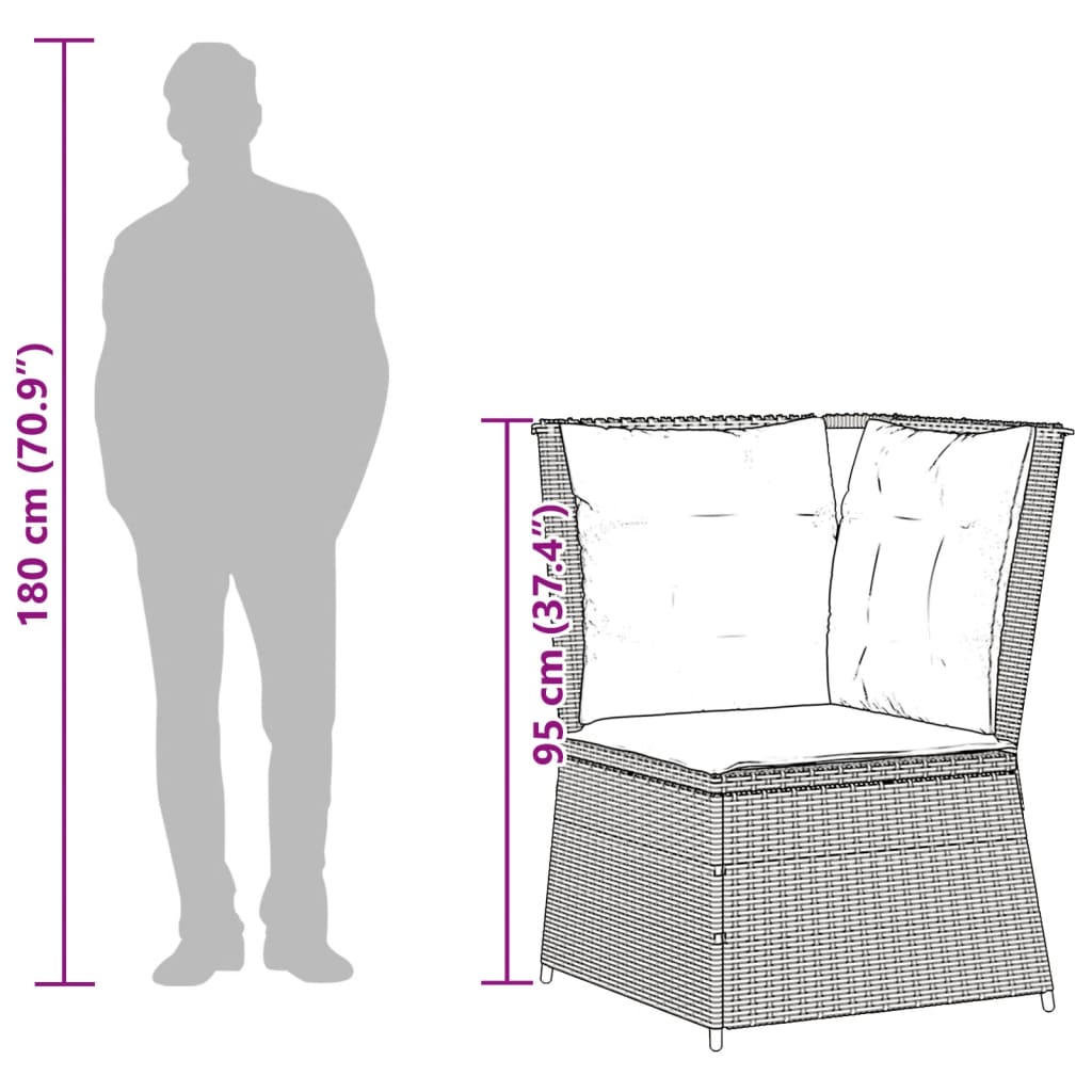 Canapea de colț de grădină cu perne, bej, poliratan GartenMobel Dekor