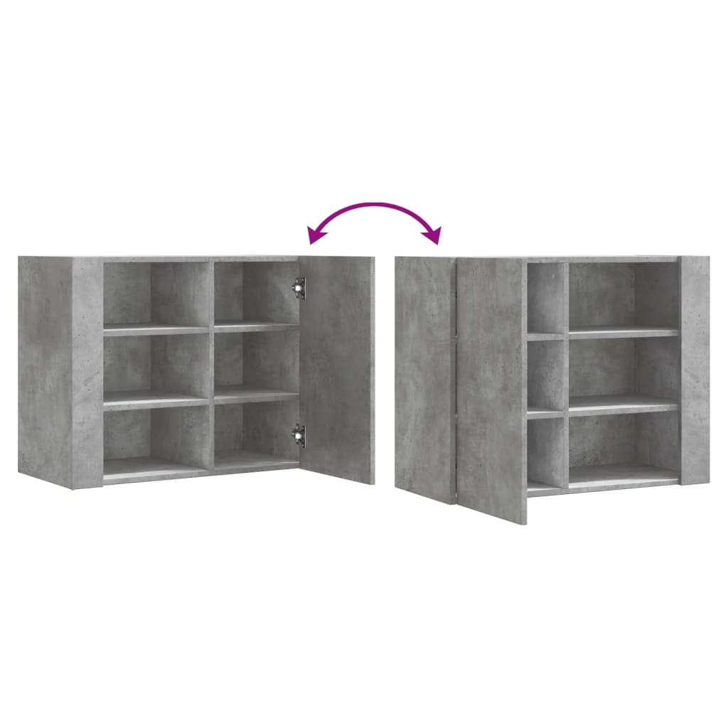 Dulap de perete, gri beton, 75x35x60 cm, lemn prelucrat GartenMobel Dekor