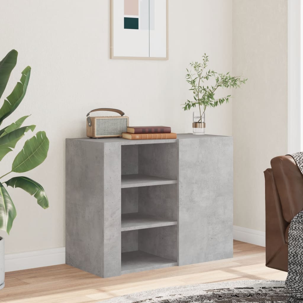 Dulap de perete, gri beton, 75x35x60 cm, lemn prelucrat GartenMobel Dekor