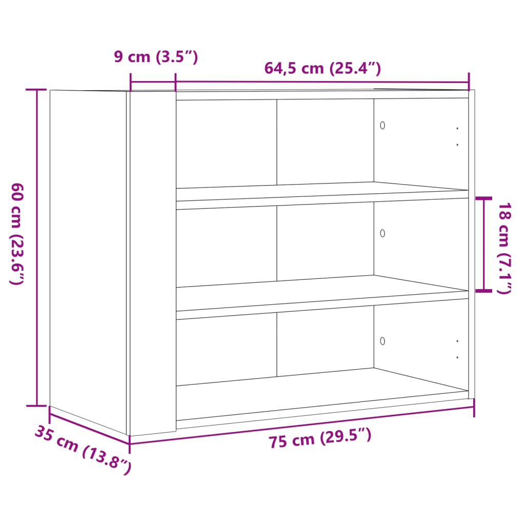 Dulap de perete, stejar fumuriu, 75x35x60 cm, lemn prelucrat GartenMobel Dekor