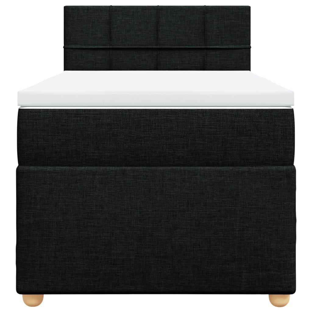 Pat box spring cu saltea, negru, 100x200 cm, textil GartenMobel Dekor