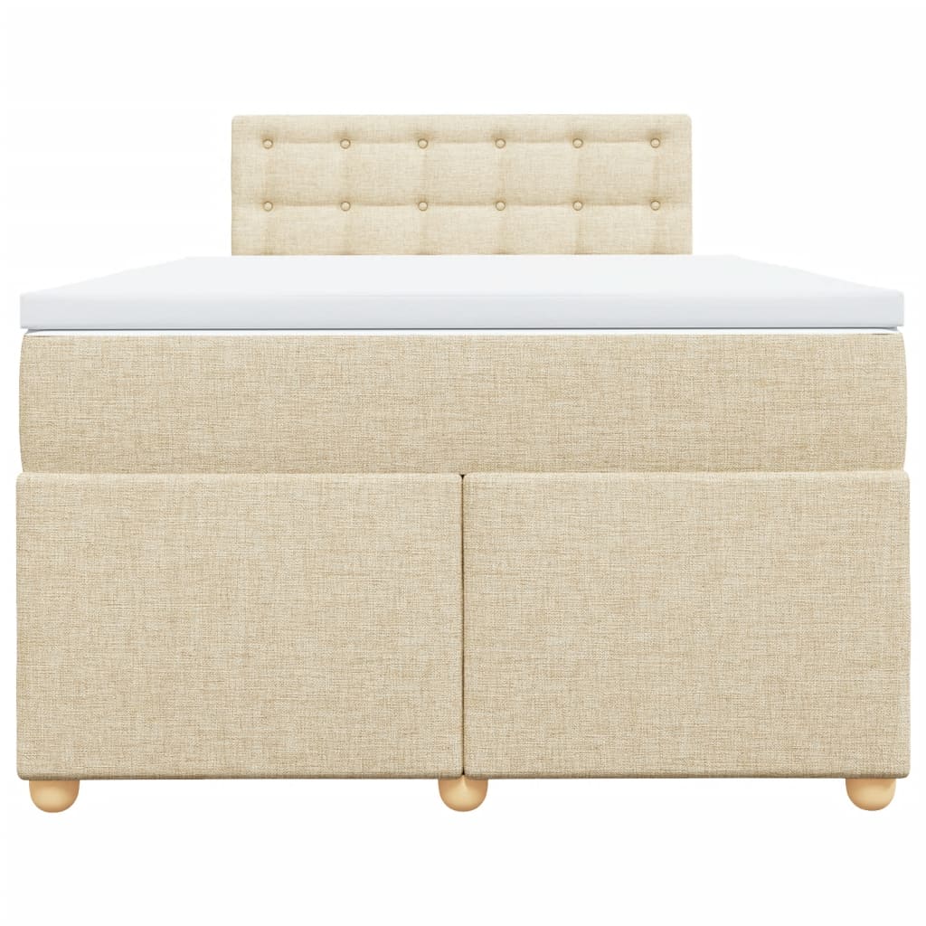 Pat box spring cu saltea, crem, 120x200 cm, textil GartenMobel Dekor