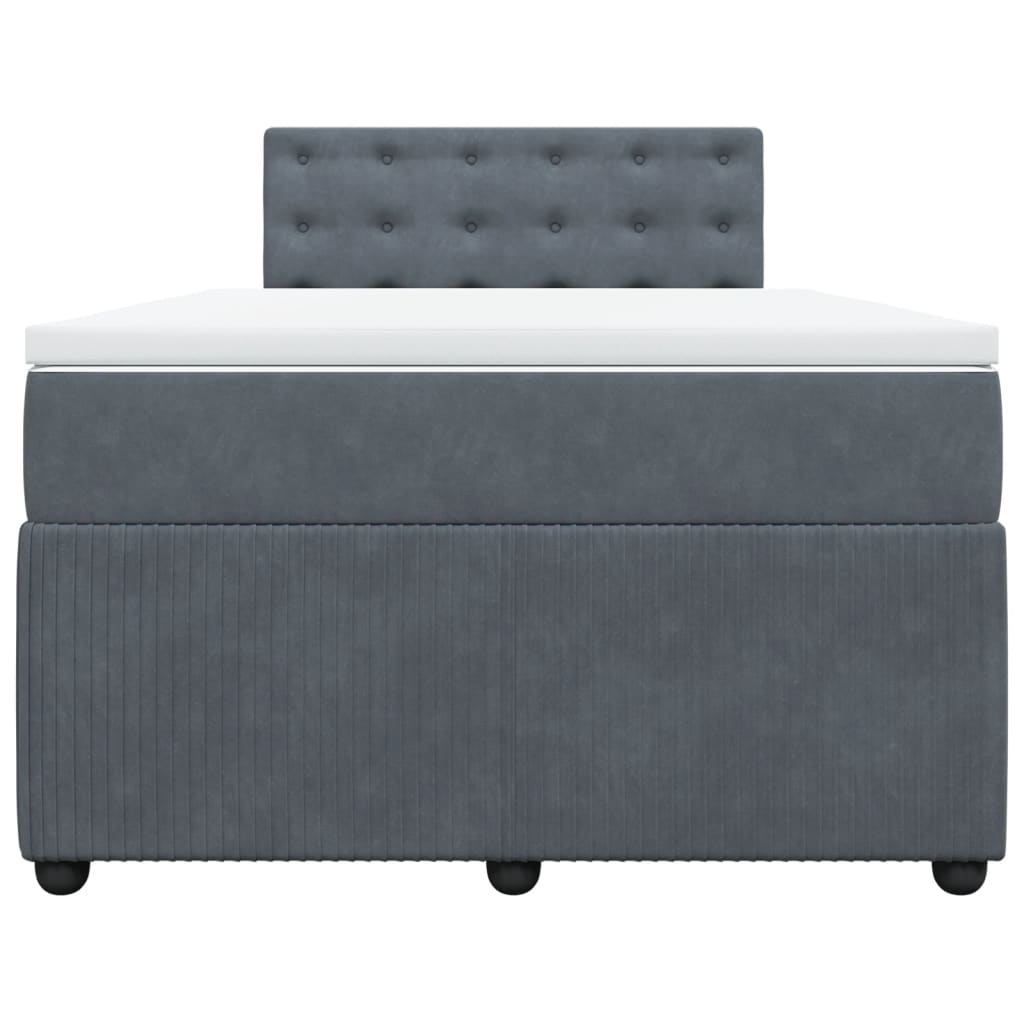 Pat box spring cu saltea, gri închis, 120x190 cm, catifea GartenMobel Dekor