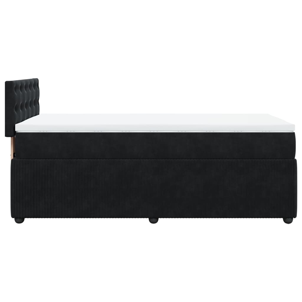 Pat box spring cu saltea, negru, 90x190 cm, catifea GartenMobel Dekor