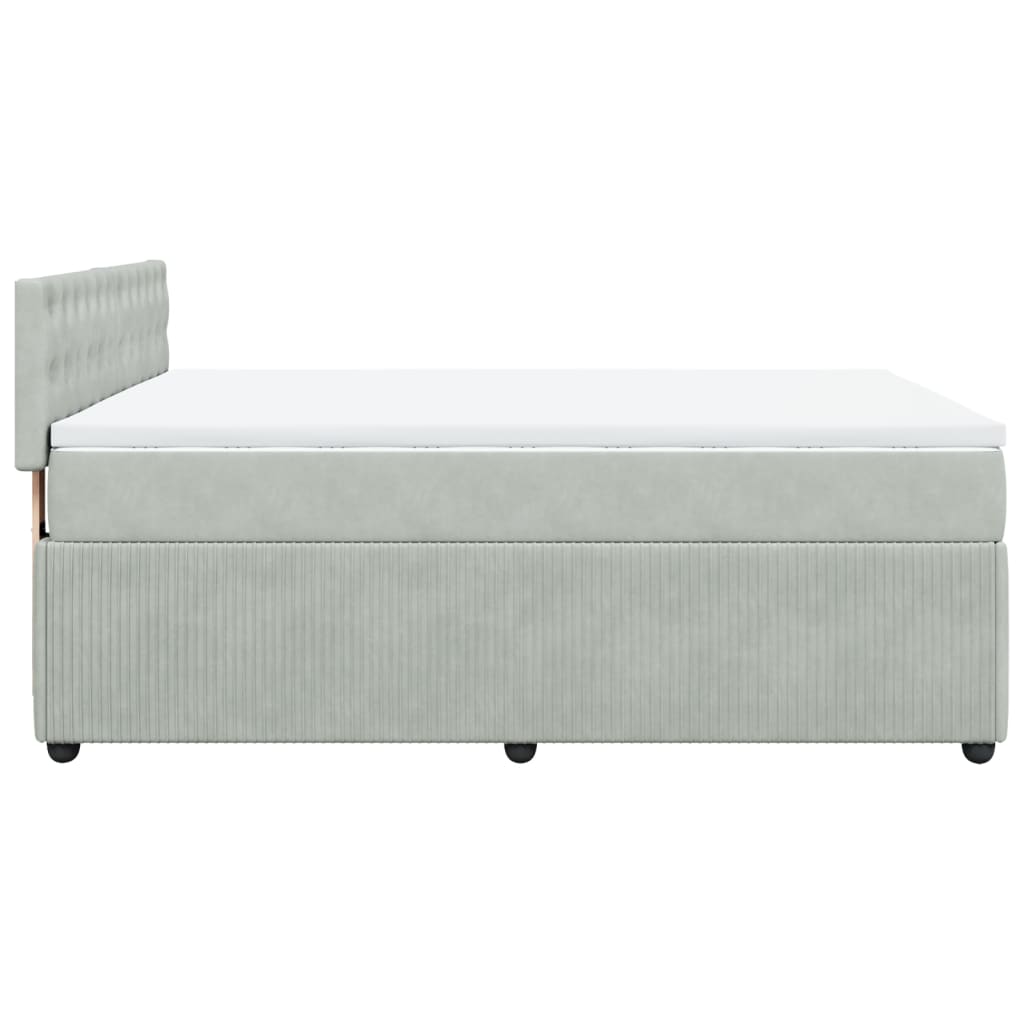 Pat box spring cu saltea, gri deschis, 140x200 cm, catifea GartenMobel Dekor