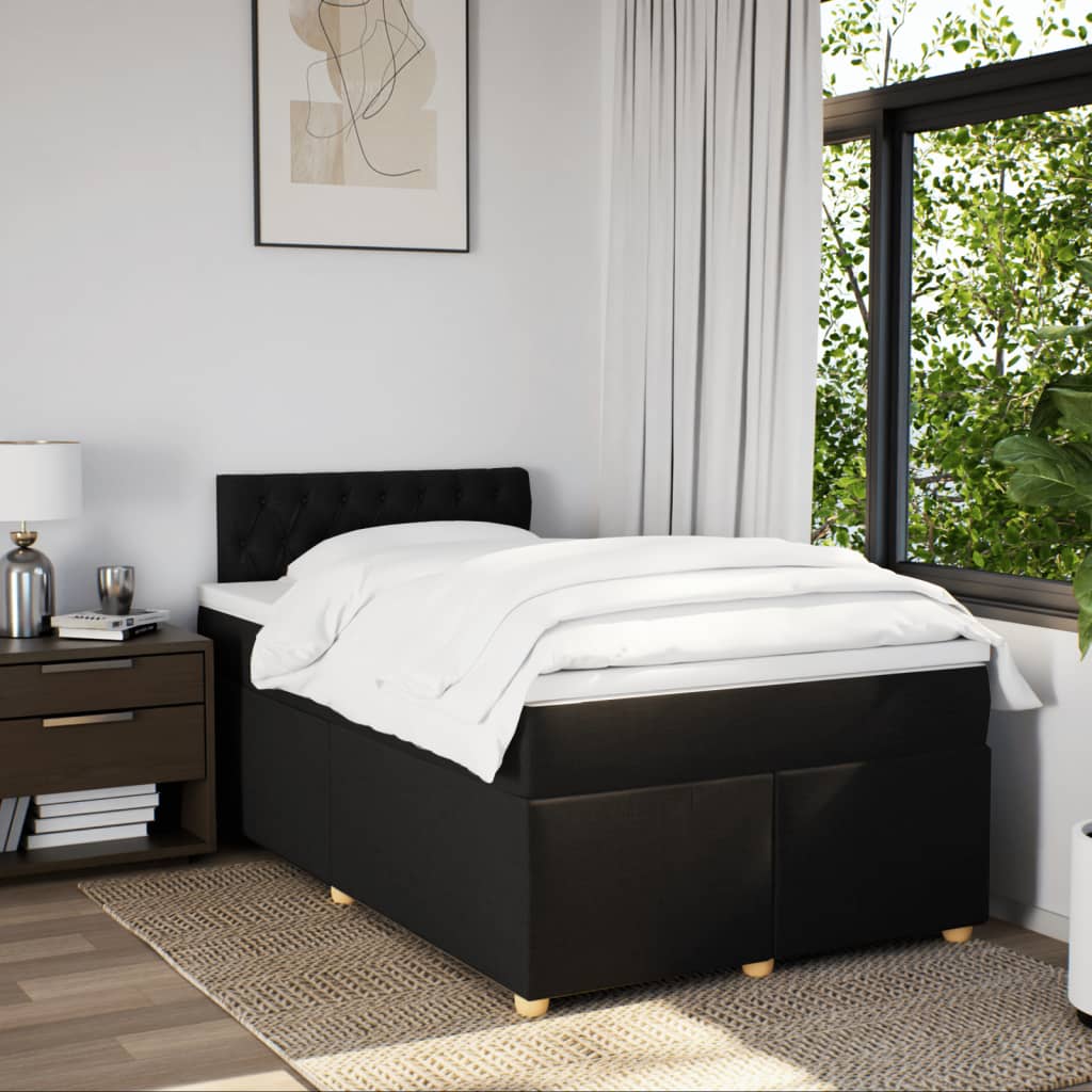 Pat box spring cu saltea, negru, 120x190 cm, catifea GartenMobel Dekor