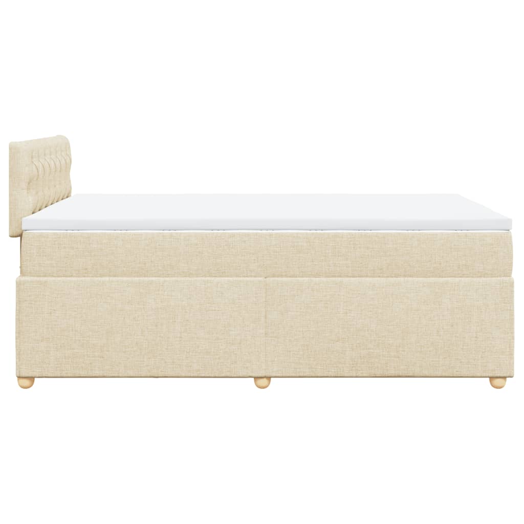 Pat box spring cu saltea, crem, 120x200 cm, textil GartenMobel Dekor