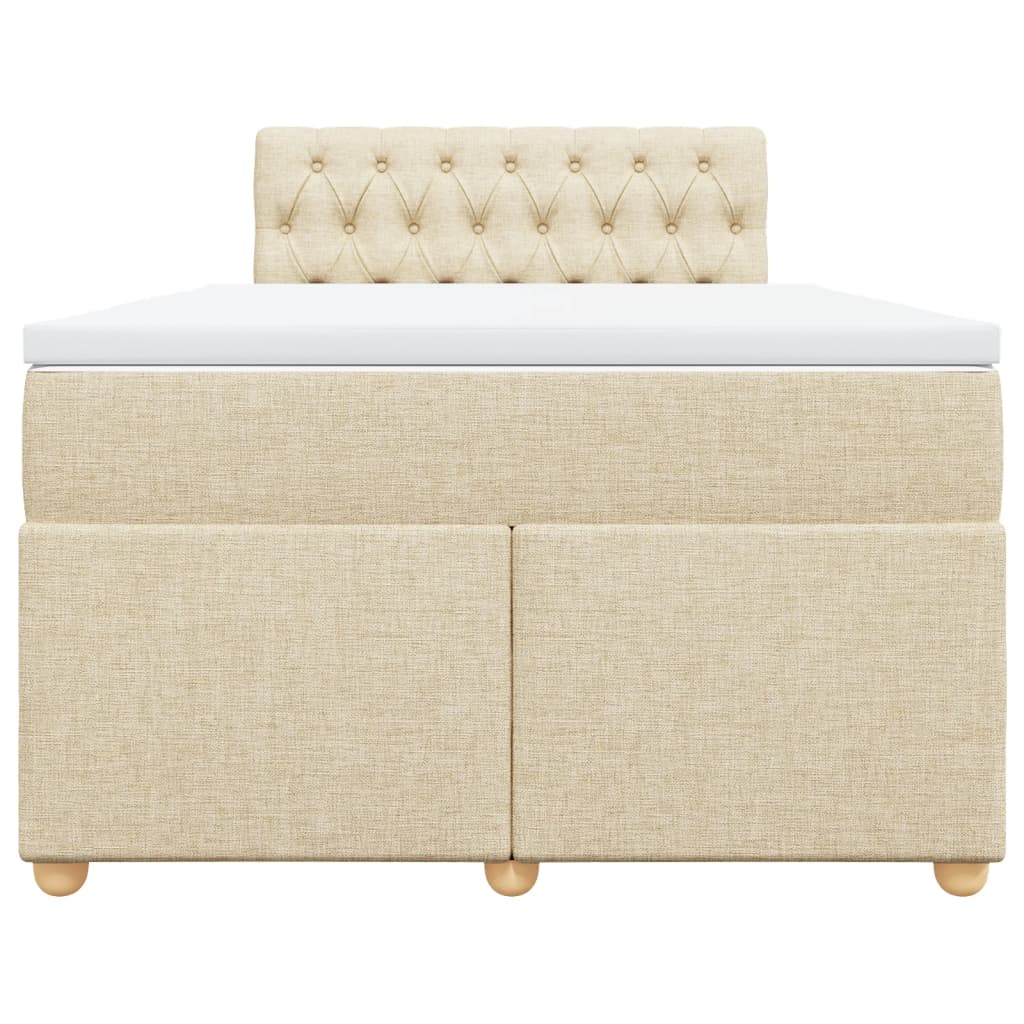 Pat box spring cu saltea, crem, 120x200 cm, textil GartenMobel Dekor