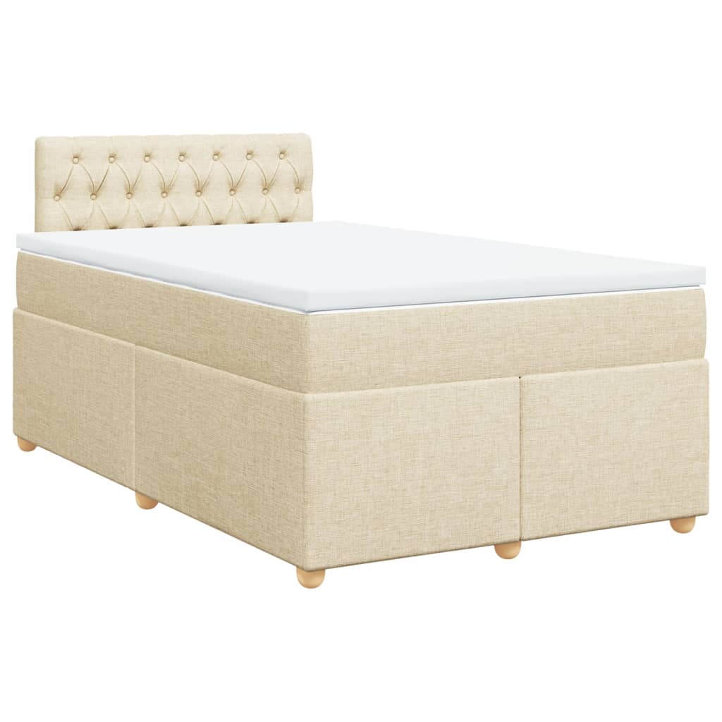 Pat box spring cu saltea, crem, 120x200 cm, textil GartenMobel Dekor