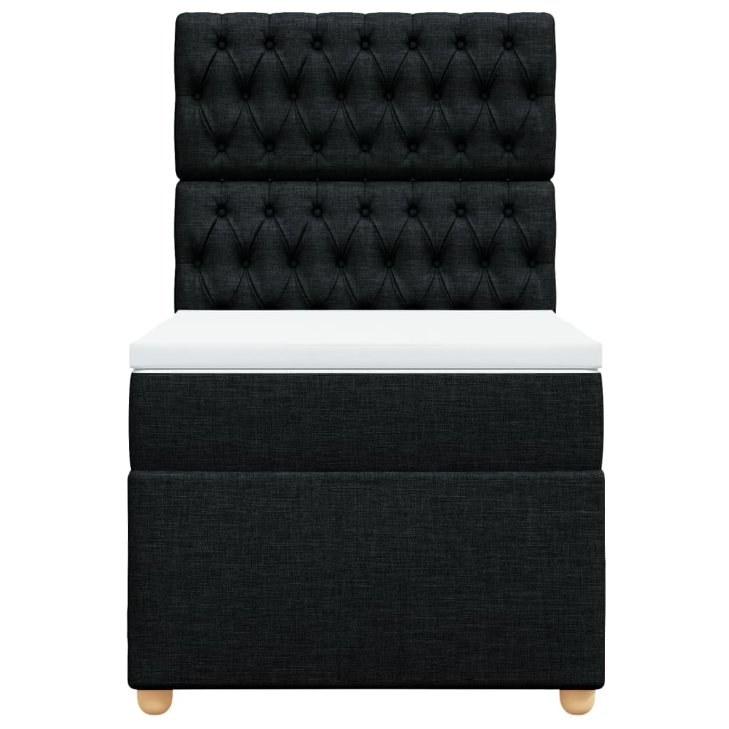 Pat box spring cu saltea, negru, 90x200 cm, textil GartenMobel Dekor