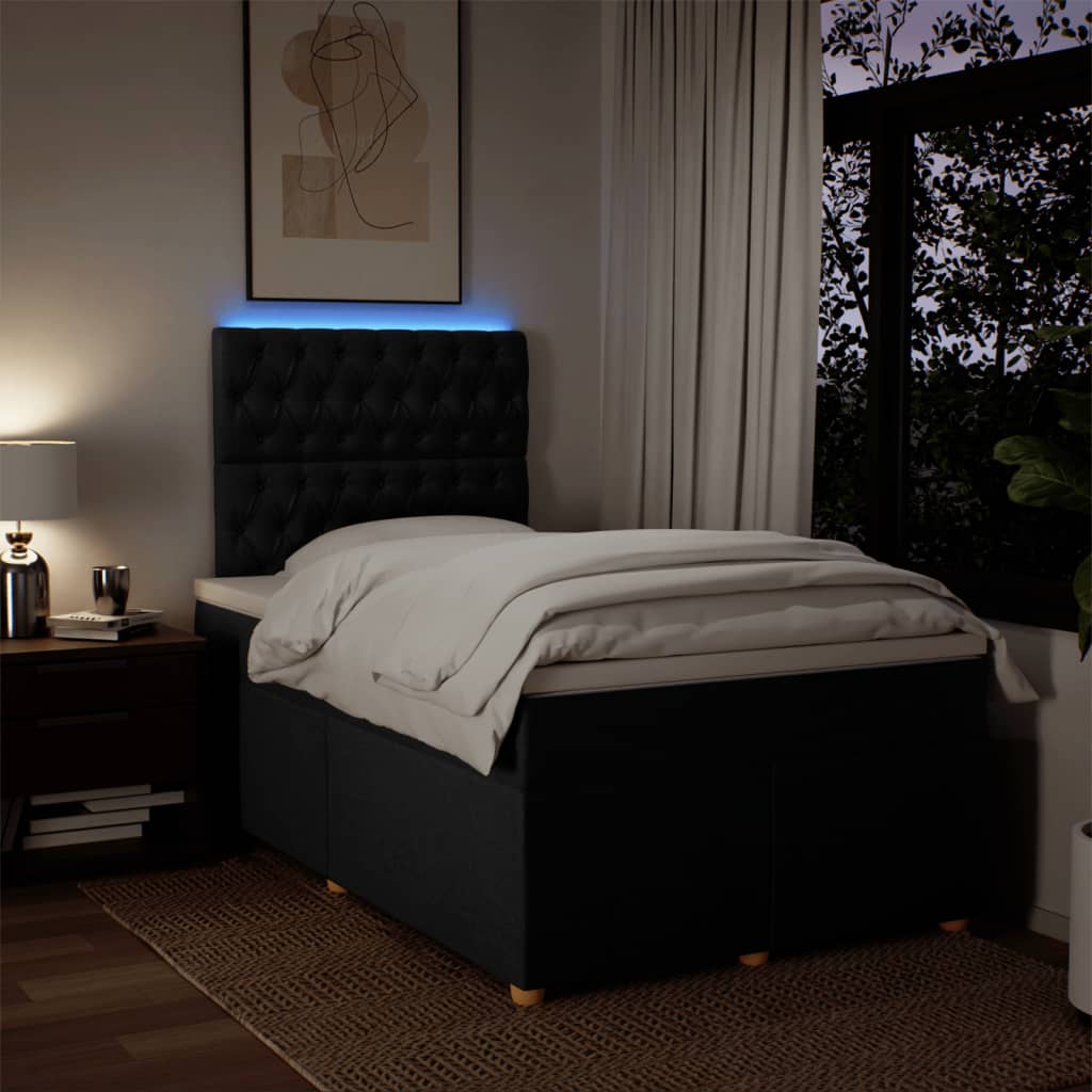 Pat box spring cu saltea, negru, 120x190 cm, catifea GartenMobel Dekor