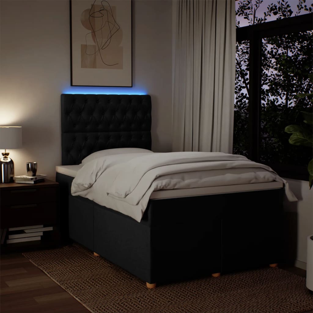 Pat box spring cu saltea, negru, 120x200 cm, textil GartenMobel Dekor