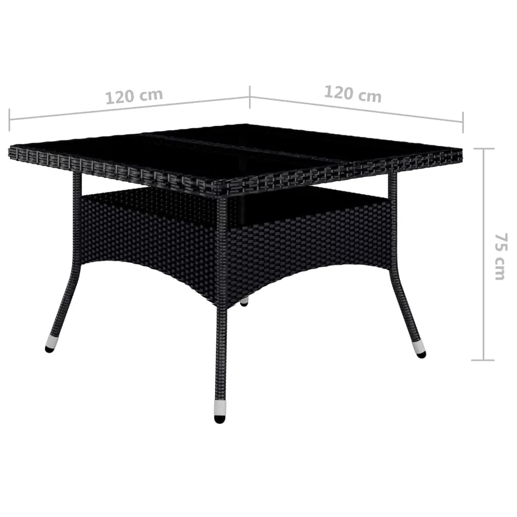 Set mobilier grădină, 9 piese, negru, poliratan/sticlă tratată GartenMobel Dekor