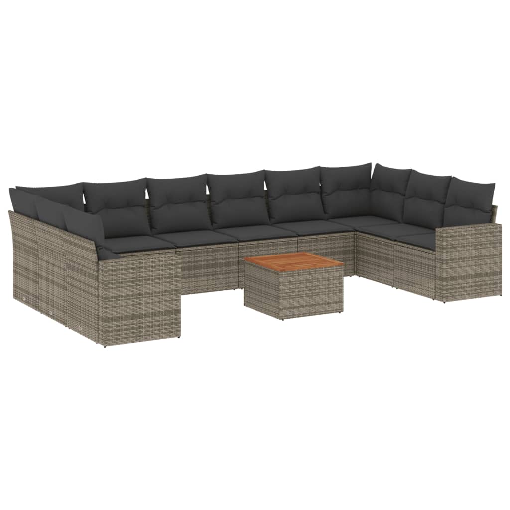 Set canapele de grădină cu perne, 11 piese, gri, poliratan GartenMobel Dekor